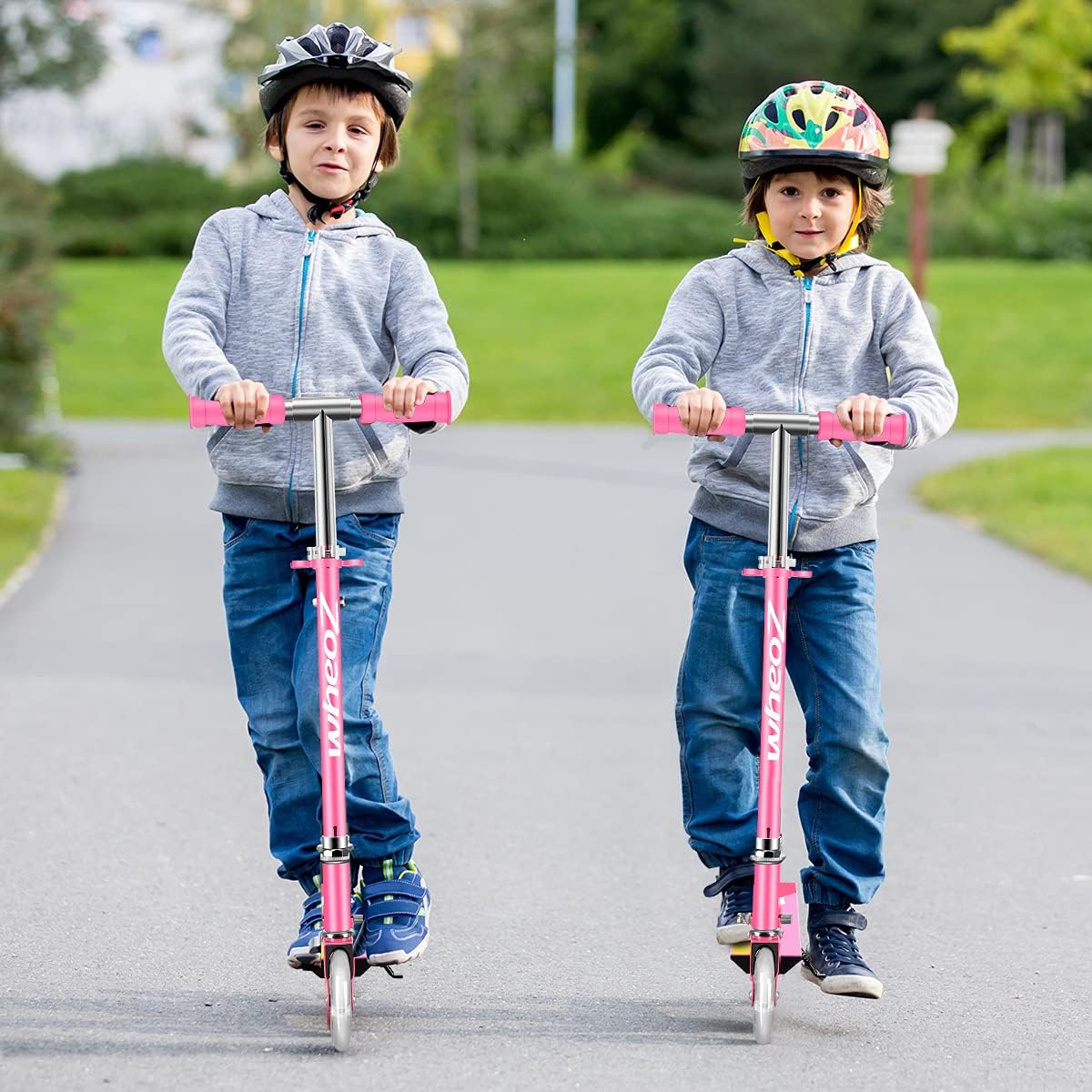WheoZ Kids 2-Wheel Kick Scooter – Folding Design with LED Light Up Wheels