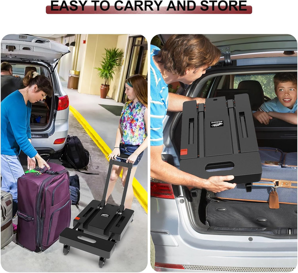 SOLEJAZZ Folding Hand Truck – 500lb Heavy Duty 6-Wheel Portable Dolly