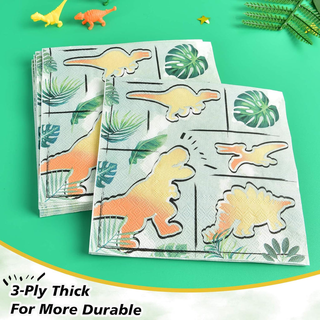 Massive Discounts Gold Dinosaur Party Tableware Set - 16 Guests 64pc