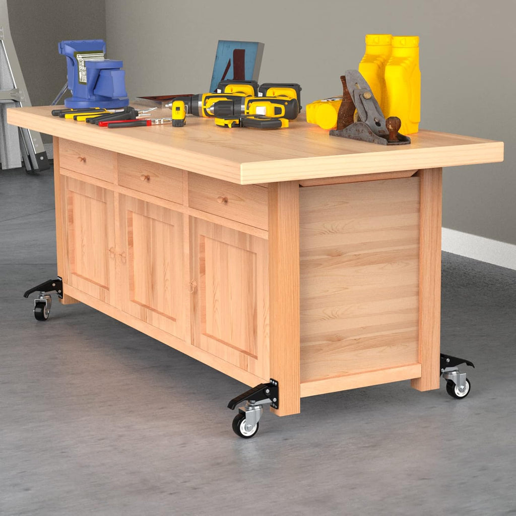 SOLEJAZZ Retractable Workbench Casters | 400KG Heavy Duty 3" Wheels
