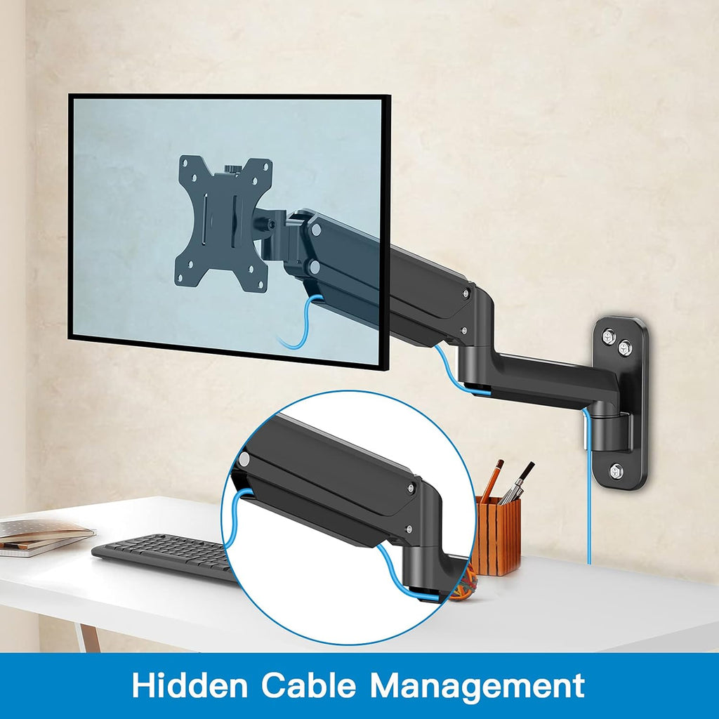 HUANUO Monitor Wall Mount – Gas Spring Arm for 17–32" VESA Screens