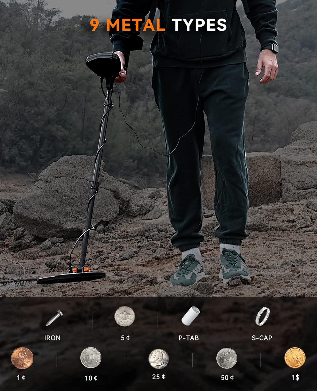 SUNPOW Metal Detector – High Accuracy 10in Waterproof Coil with LCD