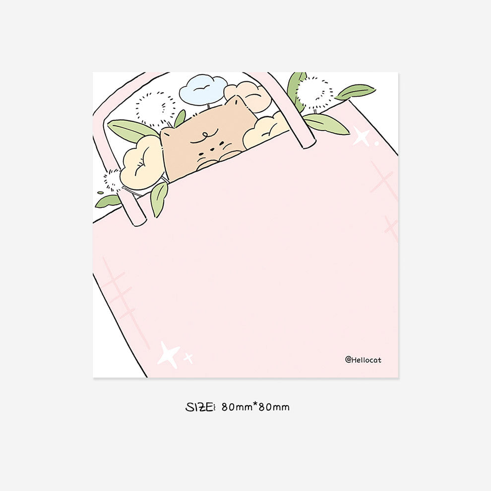 Cat Memo Note Pad by LuLuFun Studio – Cute Floral Stationery, 50 Sheets