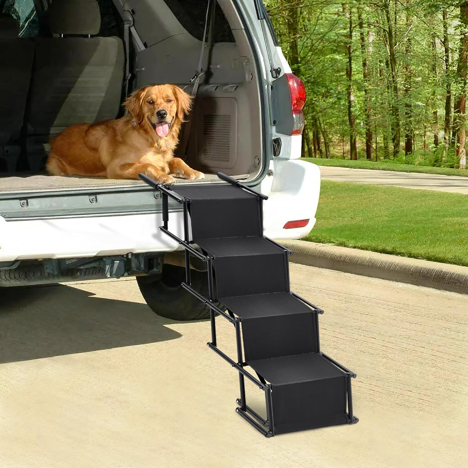 Fellie Foldable Dog Ramp – Adjustable Non-Slip Pet Steps for Cars, 176lbs