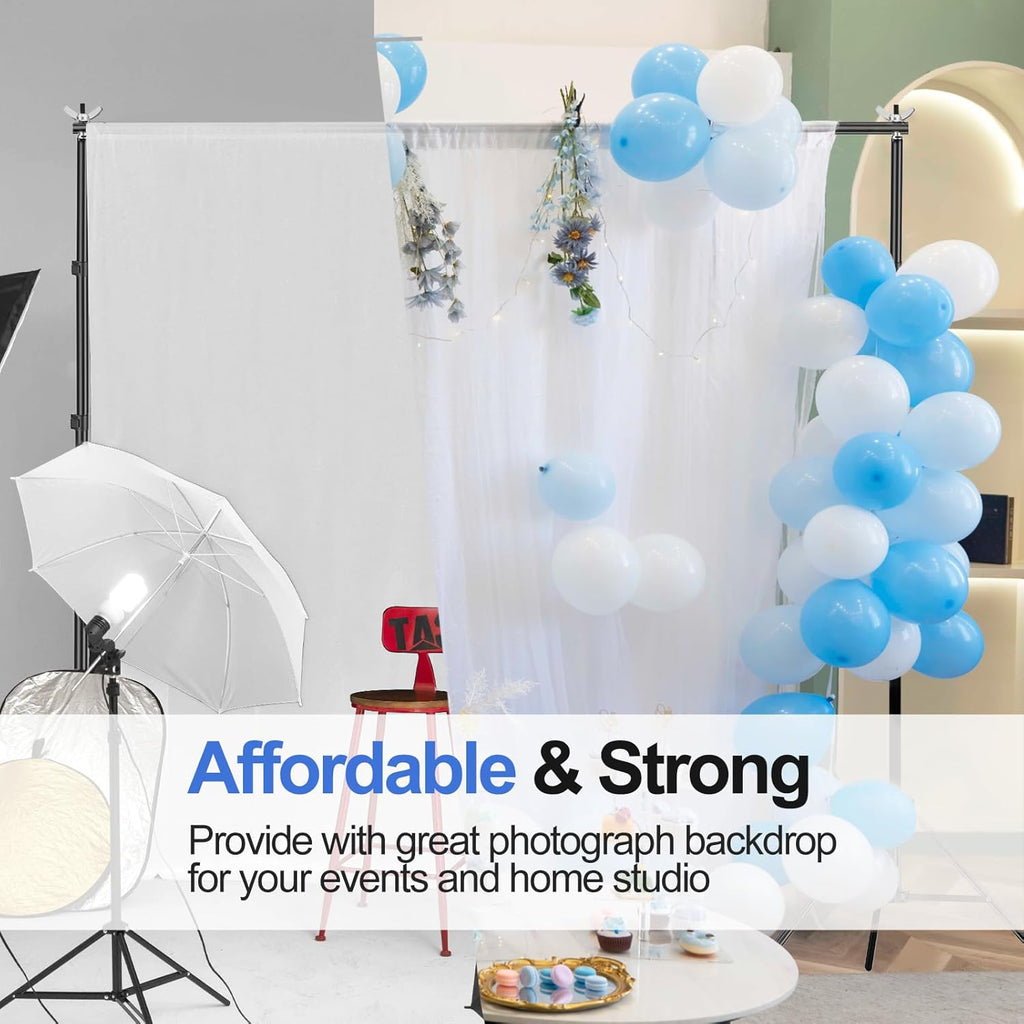 EMART 3x3m Backdrop Stand Kit - Adjustable Photo Studio Support with 8 Clamps
