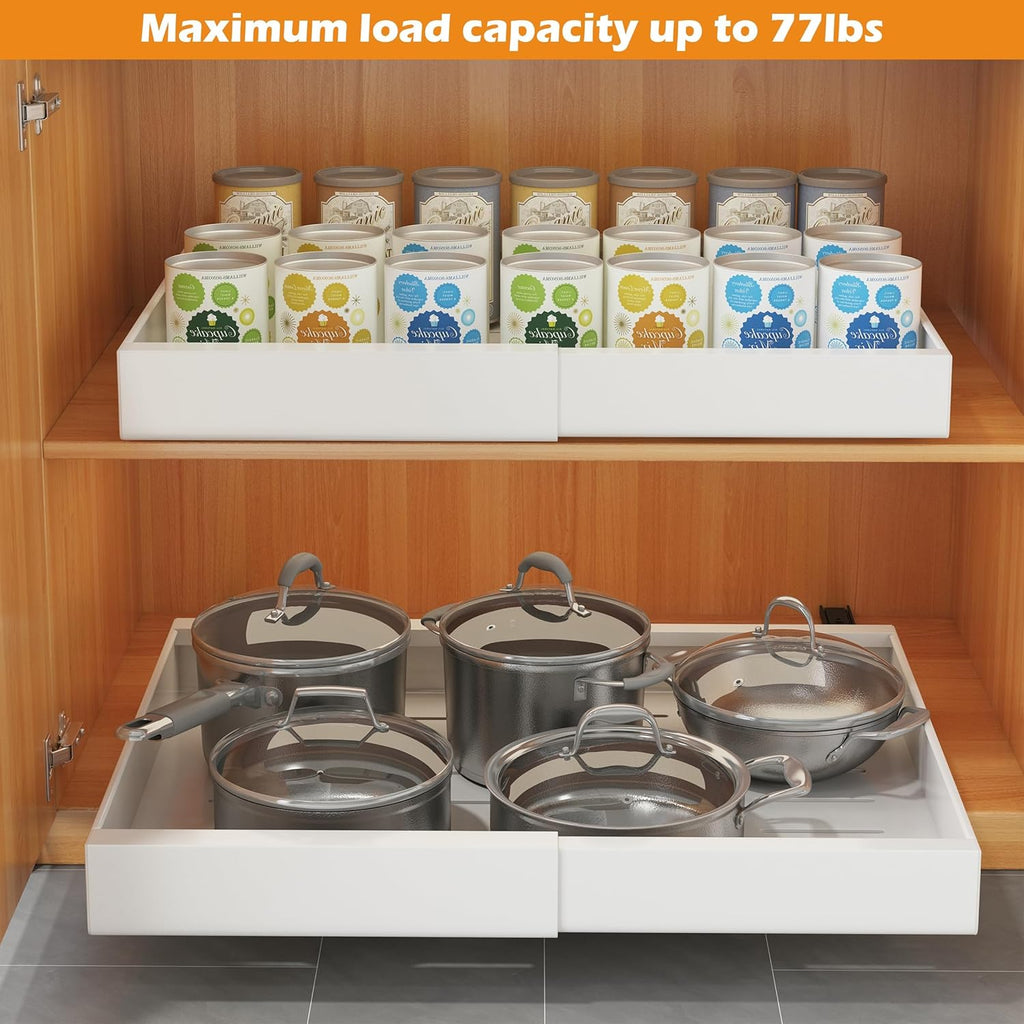 COVAODQ Pull-Out Cabinet Organizer | Adjustable 12-20in Metal Drawer 2-Pack
