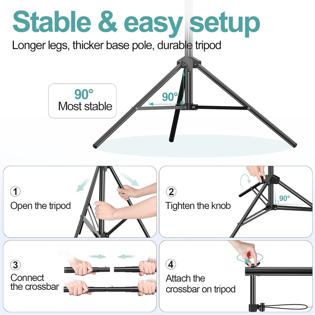 EMART 2.6x3m Backdrop Stand Kit | Adjustable Aluminum Photo Support