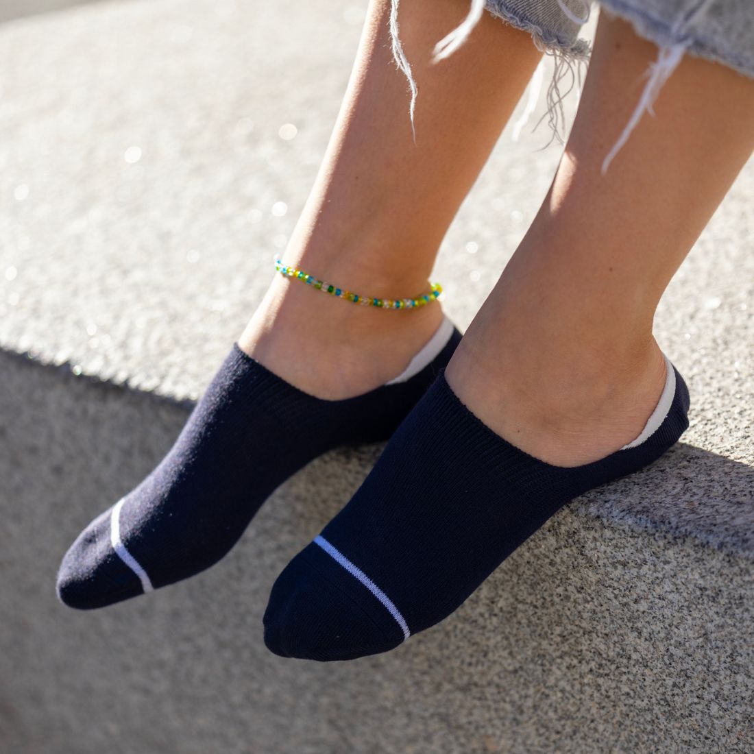 Swole Panda Navy No-Show Bamboo Socks | Breathable Invisible Socks
