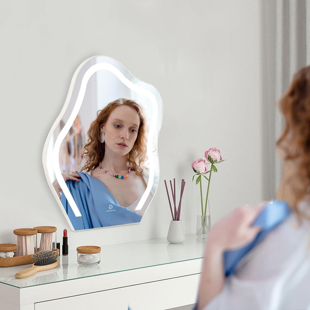 FENCHILIN Cloud Shape Vanity Makeup Mirror with Lights | 17.7x21.6in