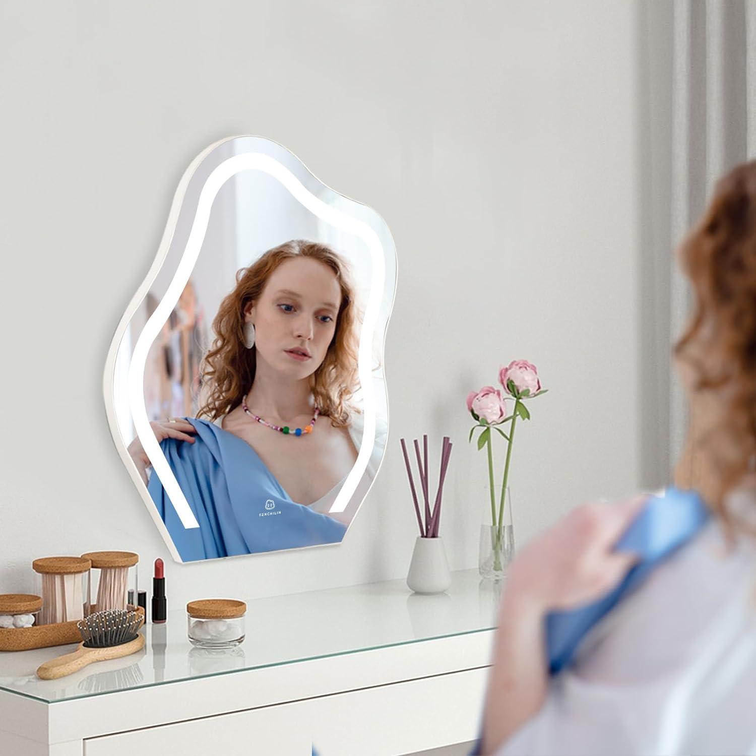FENCHILIN Cloud Shape Vanity Makeup Mirror with Lights | 17.7x21.6in