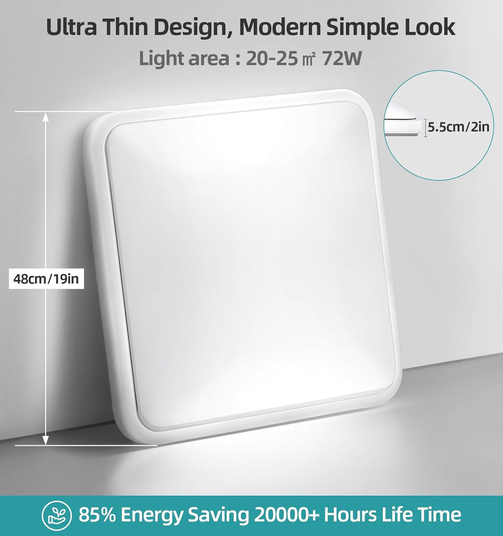 Massive Discounts 72W LED Ceiling Light – 48cm Modern Flush Mount 6000K