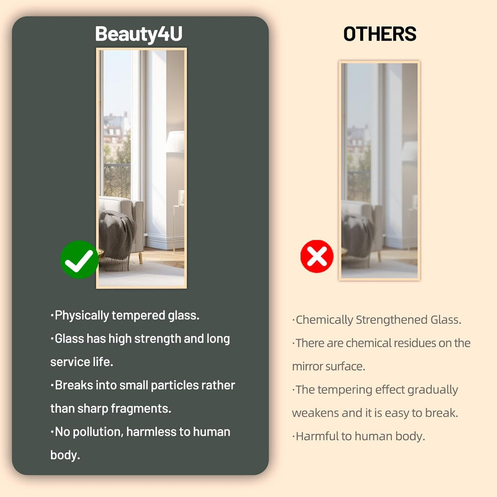 Beauty4U Full Length Mirror | 140x50cm Gold Aluminum Floor Mirror
