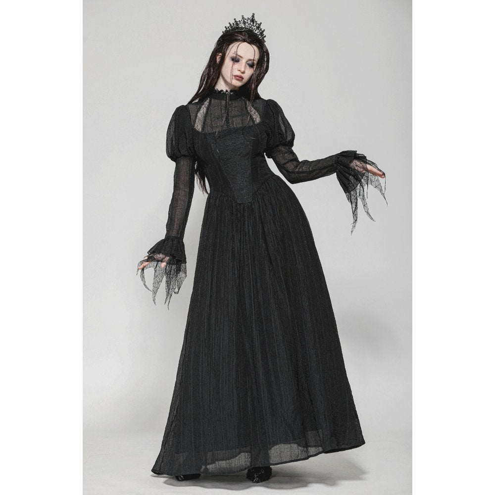 Dark in Love Harlow Gothic Lace Maxi Dress – Victorian Enchantress Style