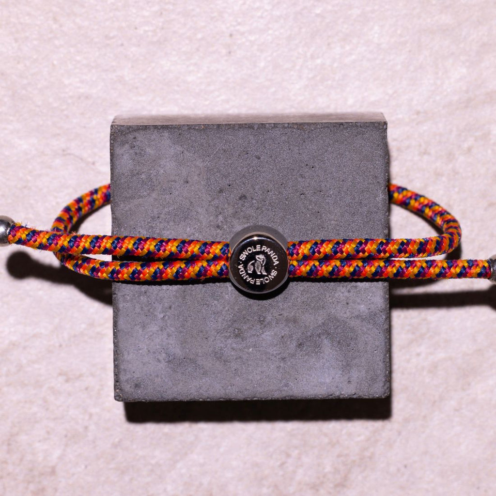 Swole Panda Recycled Rope Bracelet – Orange & Yellow Zigzag Unisex