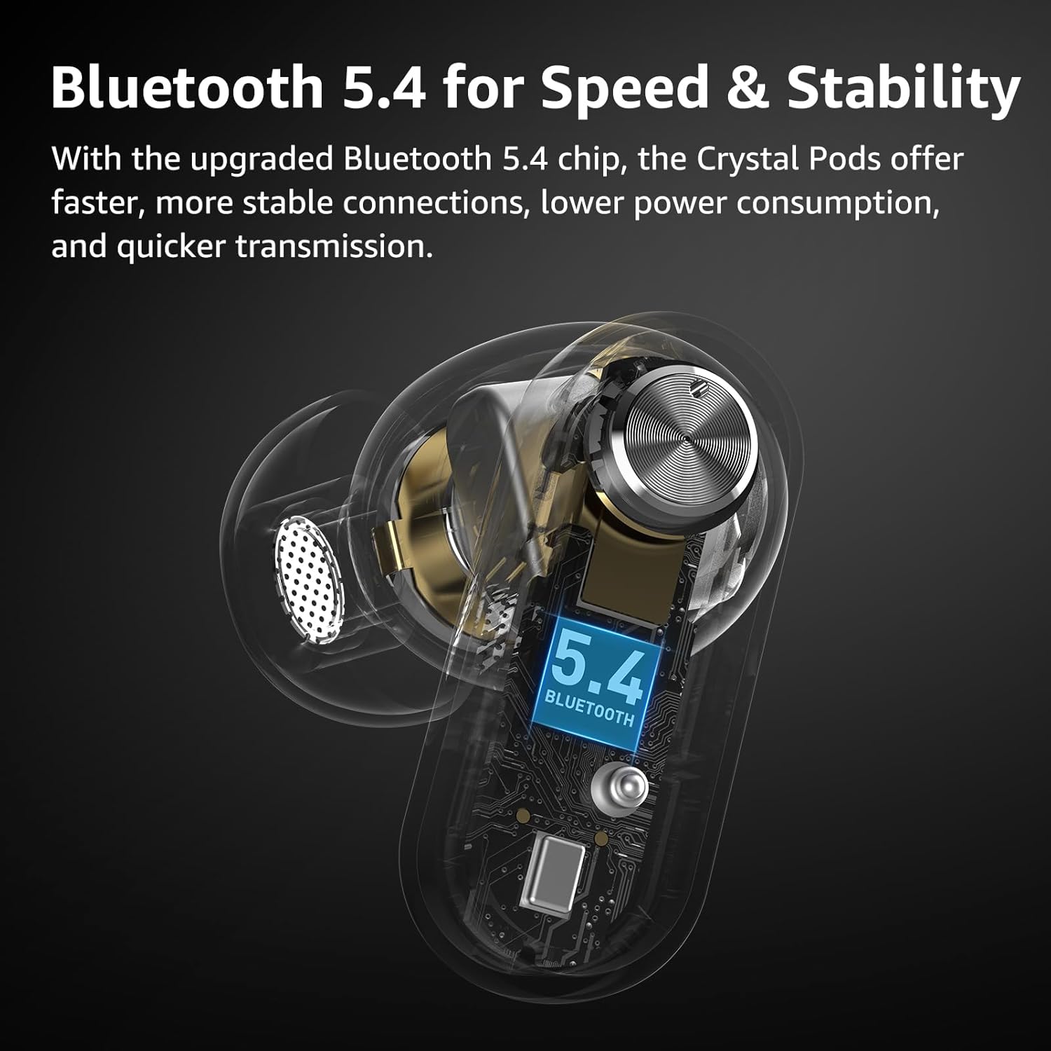 TOZO Crystal Pods Hybrid Active Noise Cancelling Wireless Earbuds - IPX5