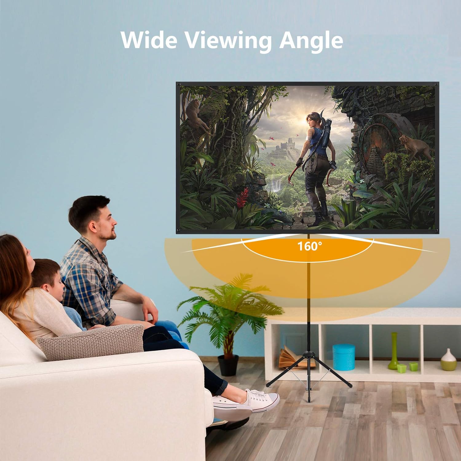 Excelimage 80 Inch Projector Screen with Stand | Portable 16:9 Tripod