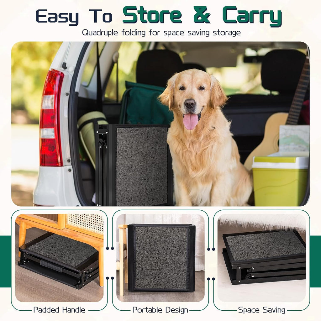 CJYMMFAN 170cm Folding Dog Car Ramp | Non-Slip Aluminum Pet Steps for SUVs