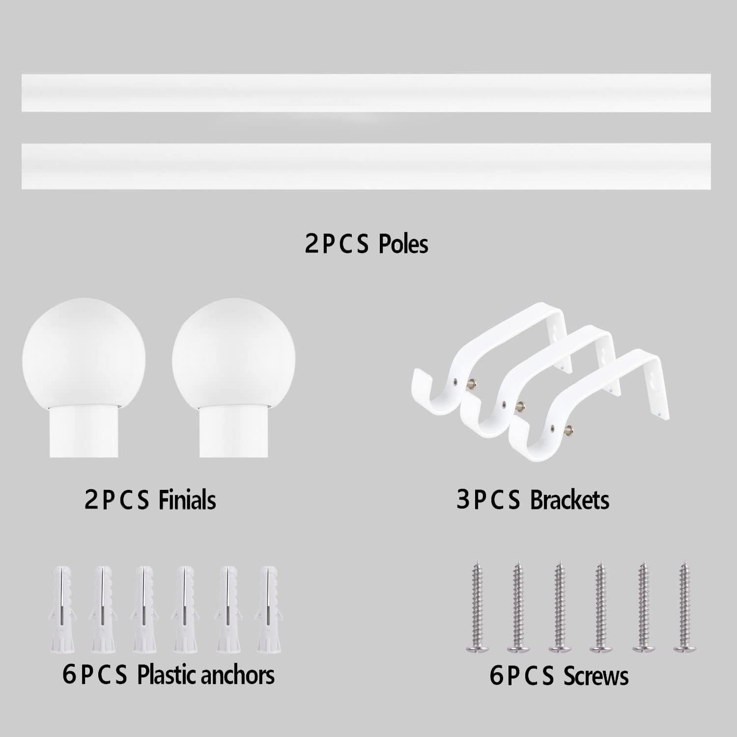 Massive Discounts White Extendable Curtain Pole Set | 120–210cm