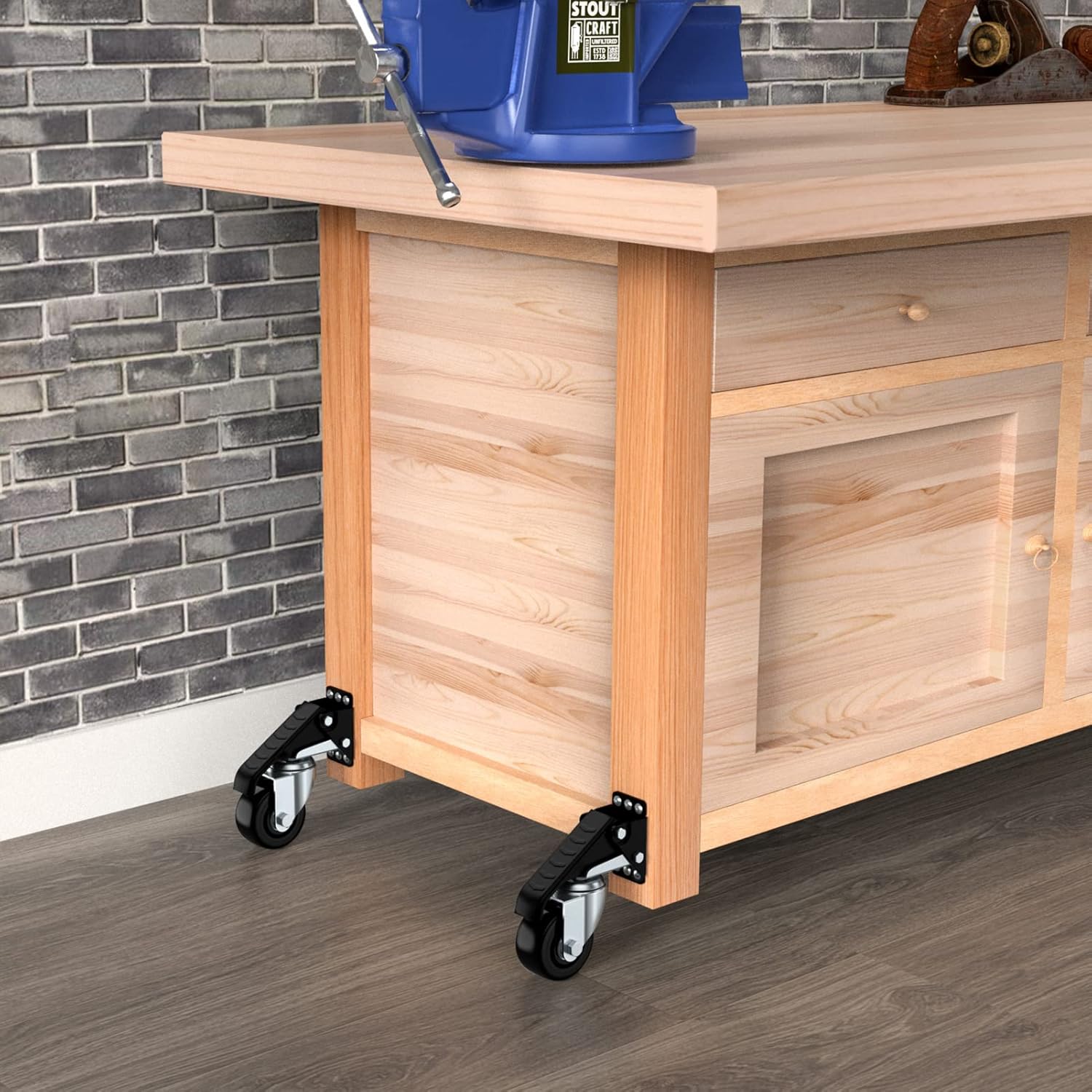 SOLEJAZZ Retractable Workbench Casters | 420KG Heavy Duty 3" Wheels