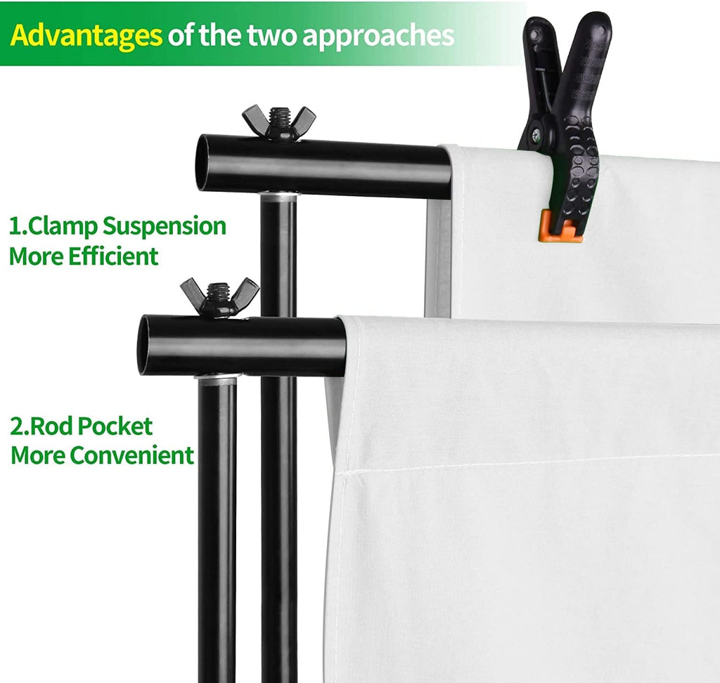 EMART 8.5x10ft Backdrop Stand with 10x12ft White Cotton Screen Kit