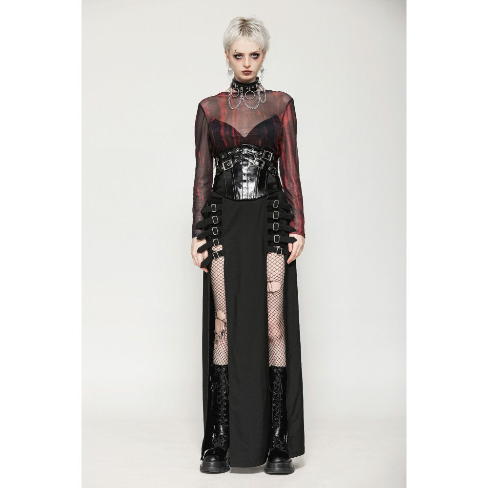 Dark in Lia Punk Love Black Patent Leather Waist Corset with Metal