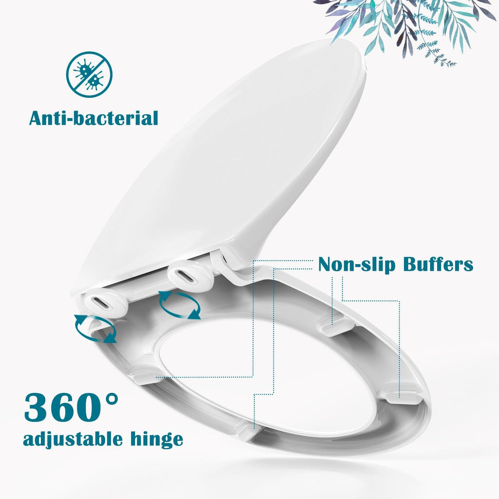 STOREMIC O-Shape Soft Close Toilet Seat | White Anti-Bacterial Lid
