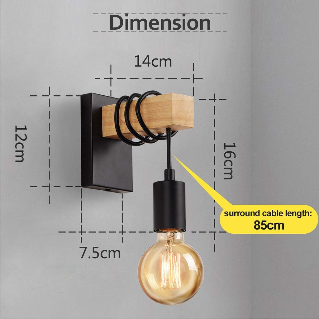 Massive Discounts Wooden Wall Sconce – 2 Pack Industrial E27 Light