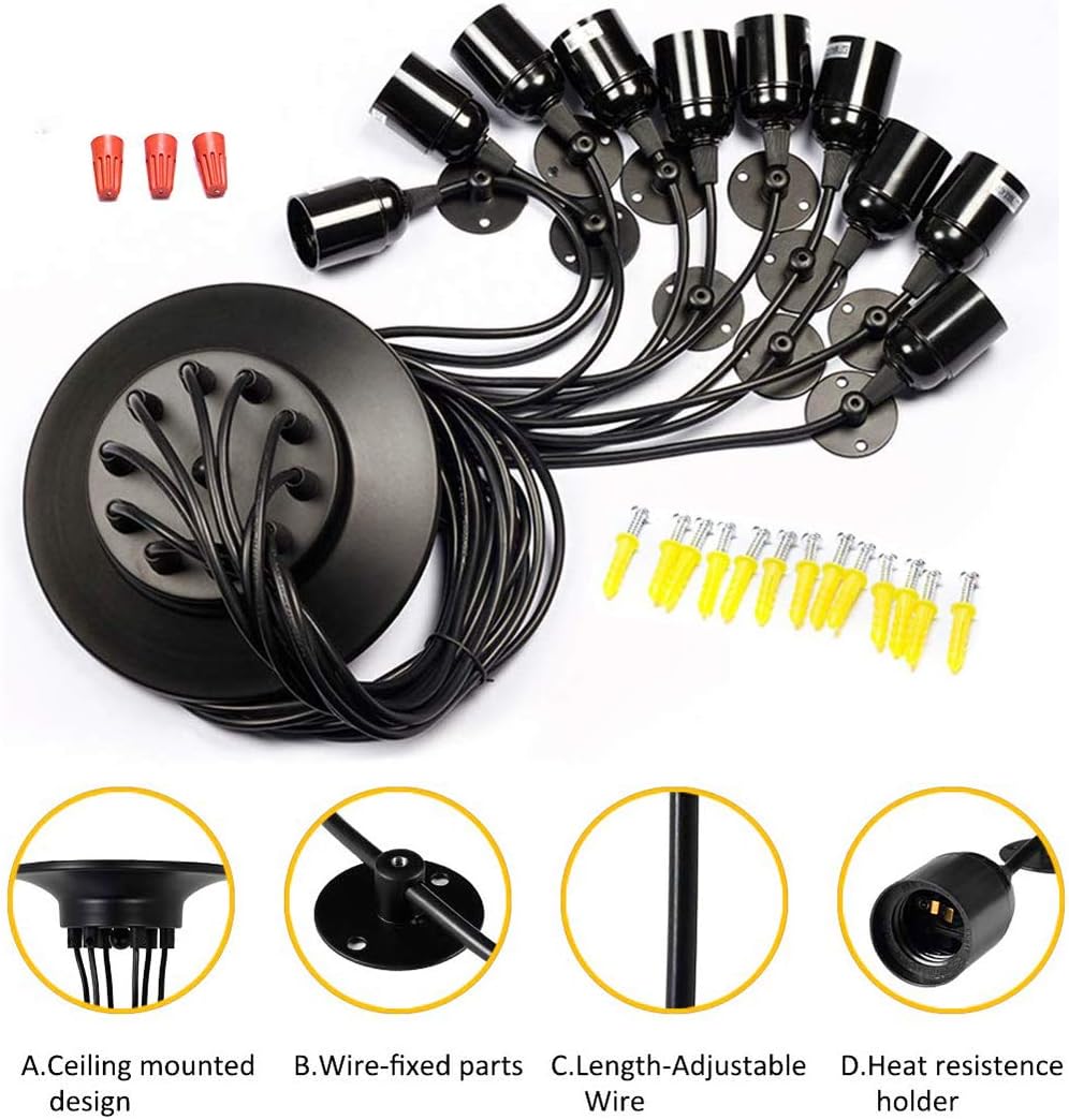Lightsjoy 10-Socket Spider Pendant Light – Retro Industrial Ceiling Lamp
