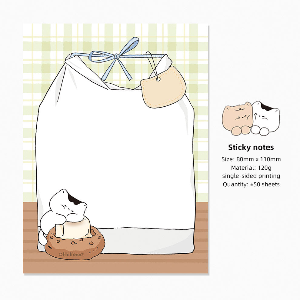 Hello Cat Cookie Memo Note Pad by LuLuFun Studio - 50 Sheet Pack