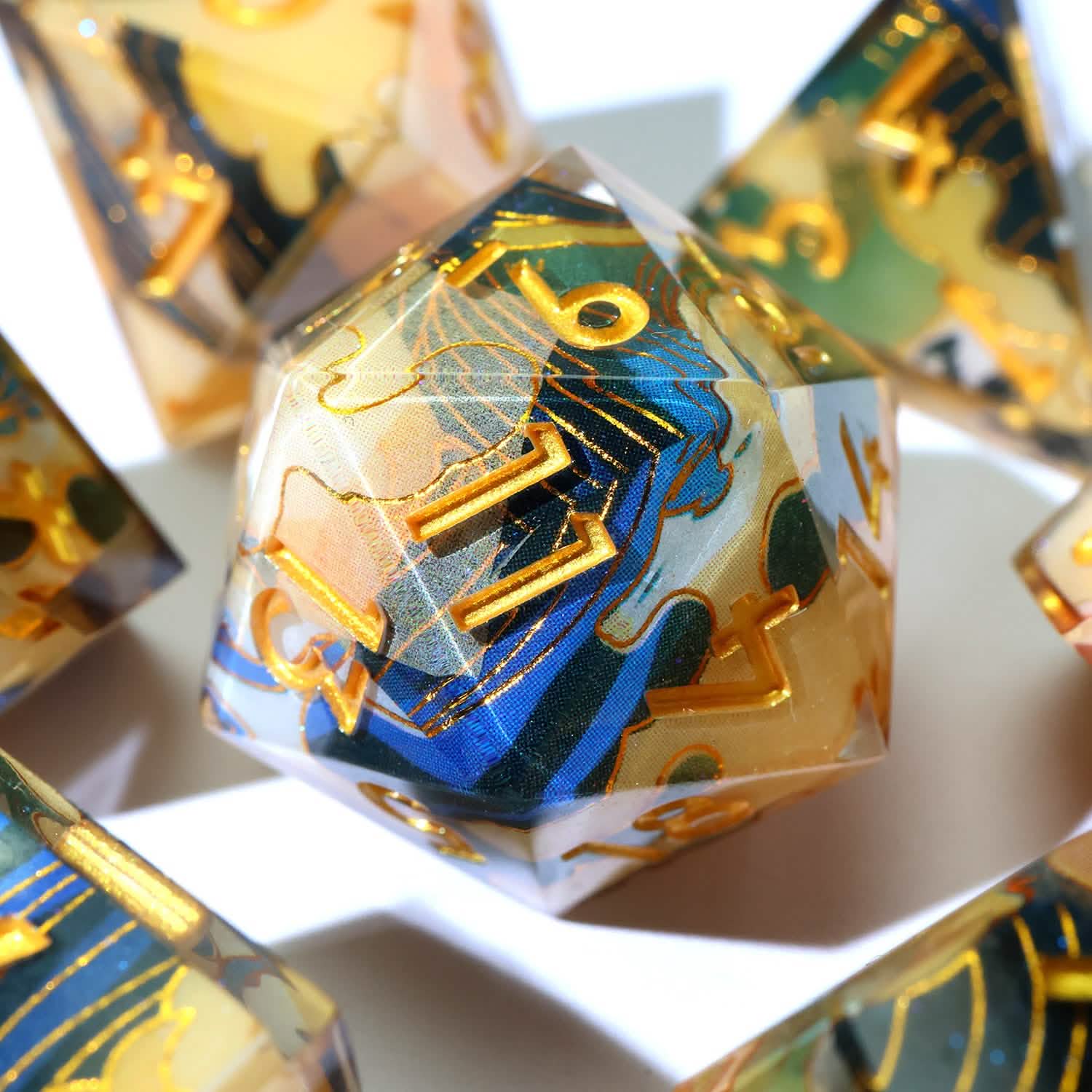 Whispering Glade | Sharp Edge Dice | Resin | 7 Piece Set