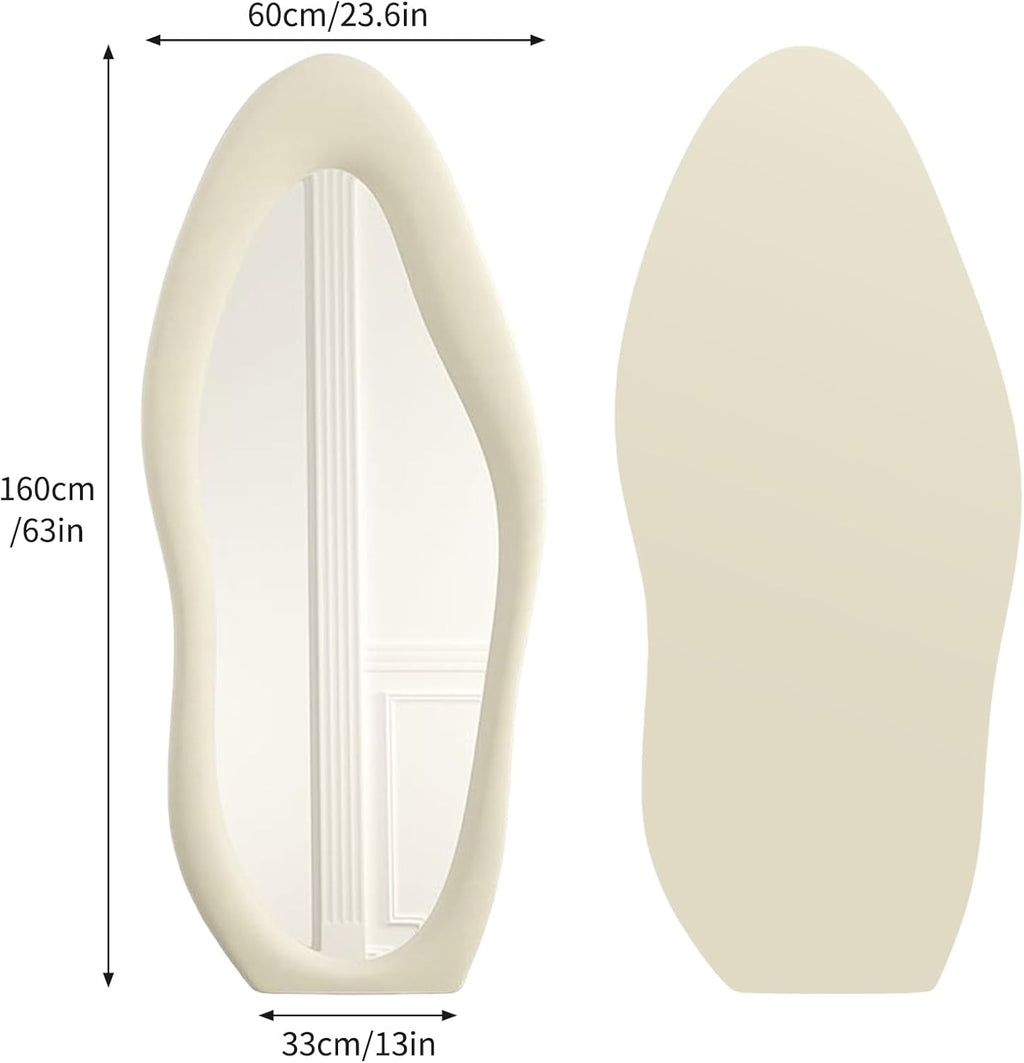 CEIEVER Asymmetrical Wavy Full Length Mirror | 168x68cm Floor Standing