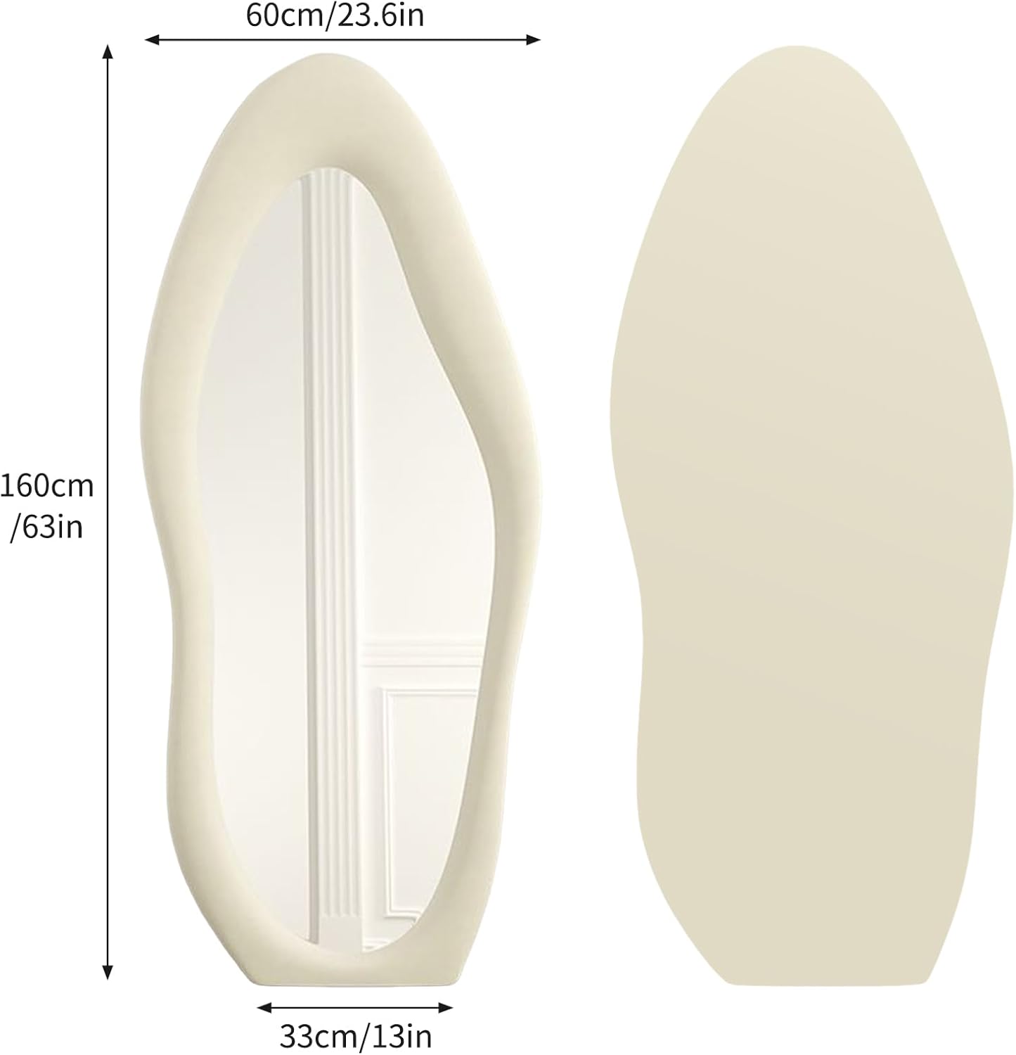 CEIEVER Asymmetrical Wavy Full Length Mirror | 168x68cm Floor Standing