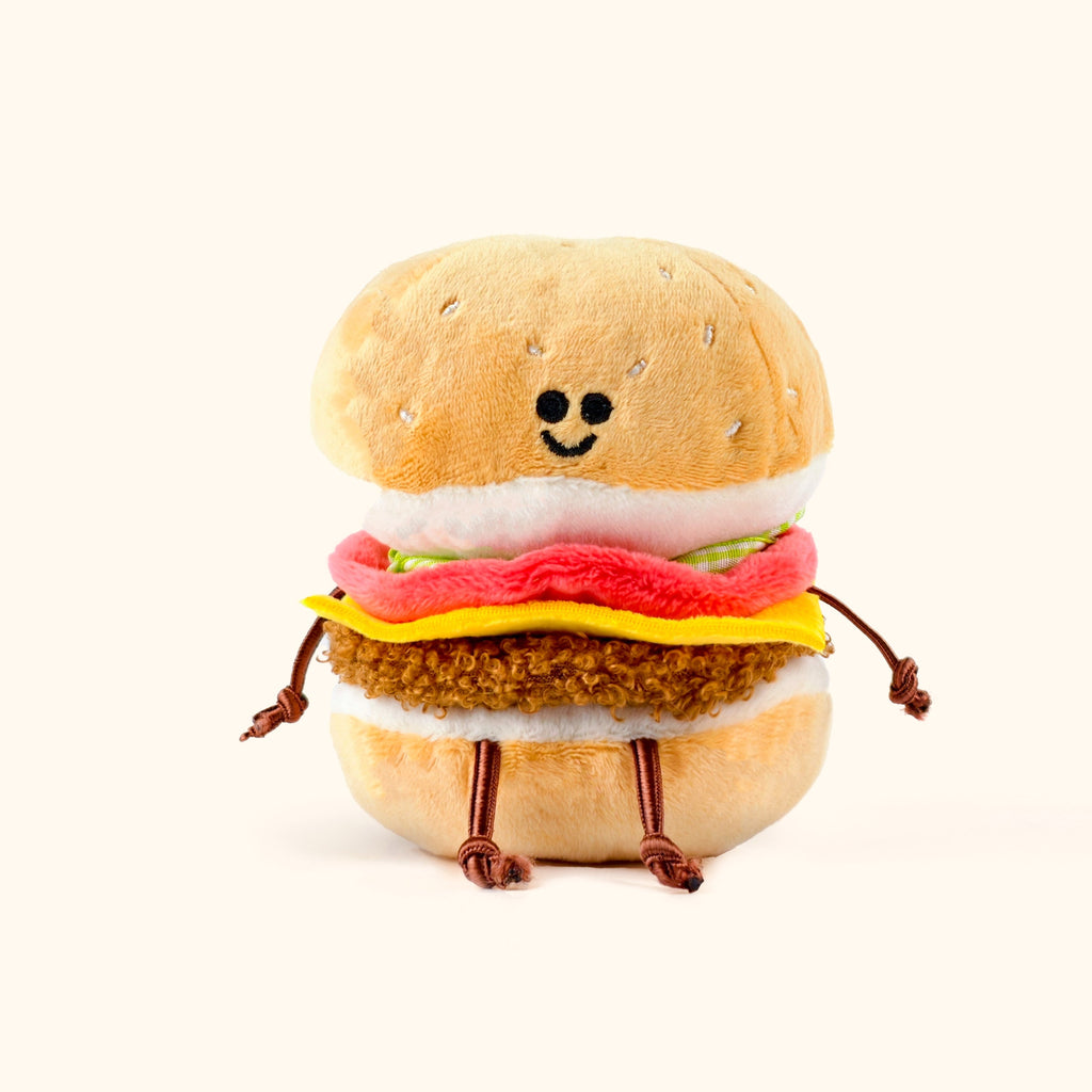 LuLuFun Studio Plush Burger Keychain – Soft Kawaii Bag Charm Toy