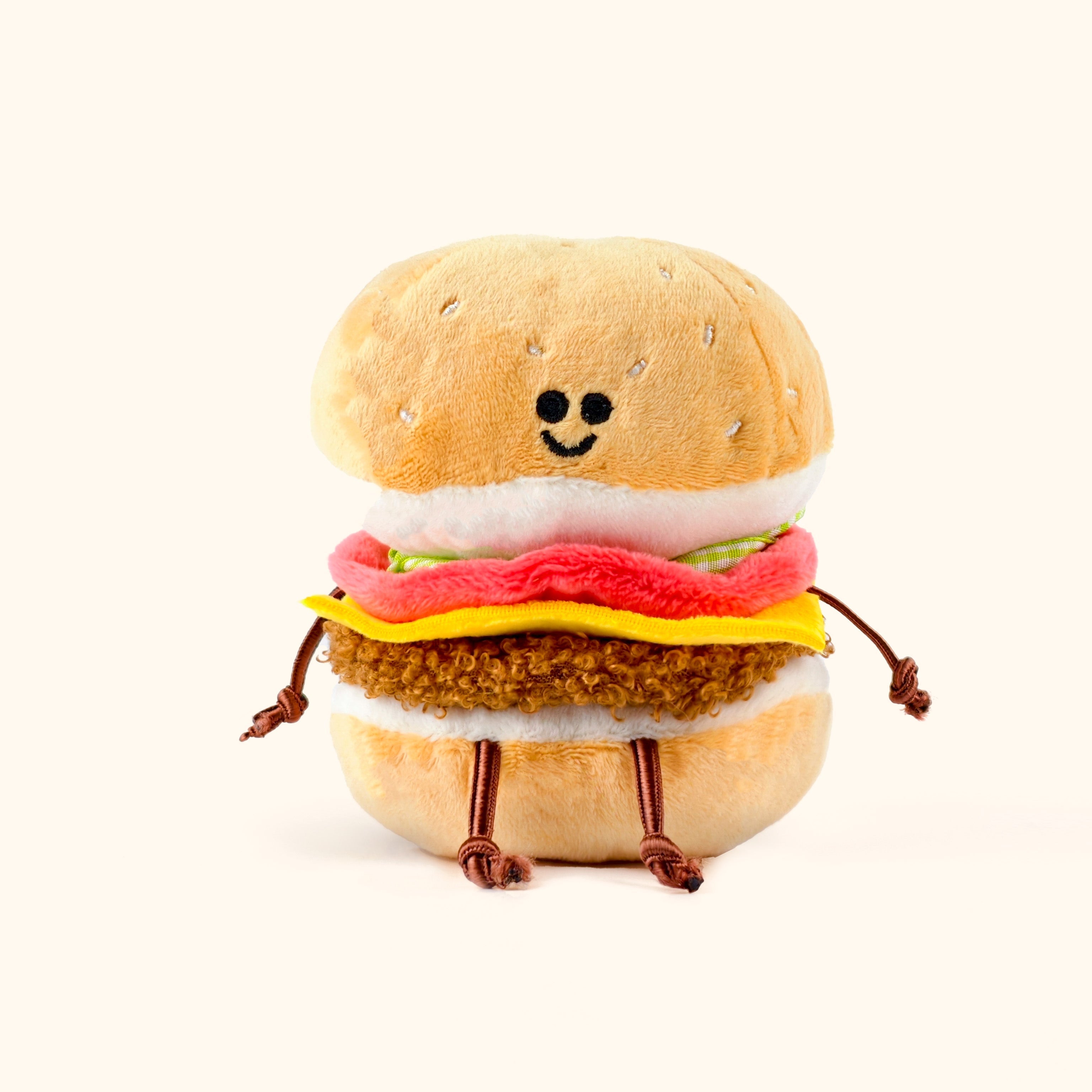 LuLuFun Studio Plush Burger Keychain – Soft Kawaii Bag Charm Toy