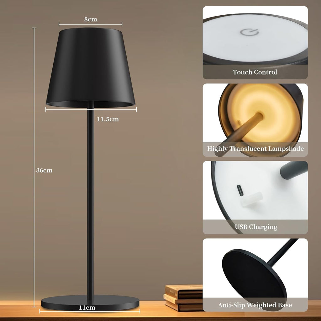 Trayvespace Rechargeable Table Lamp 2-Pack | Dimmable IP54 Waterproof