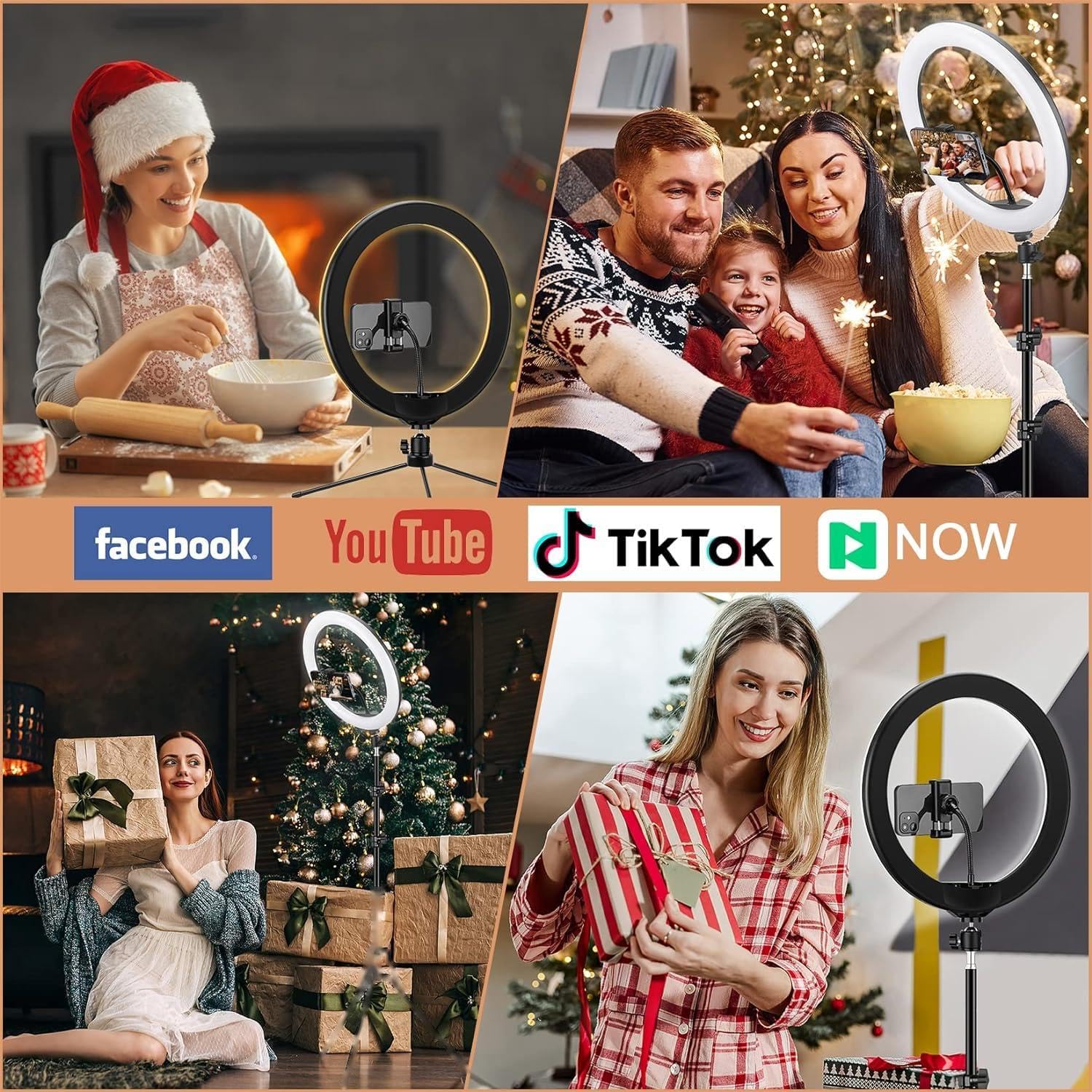 LIPETY 13'' Selfie Ring Light with Tripod Stand and Phone Holder