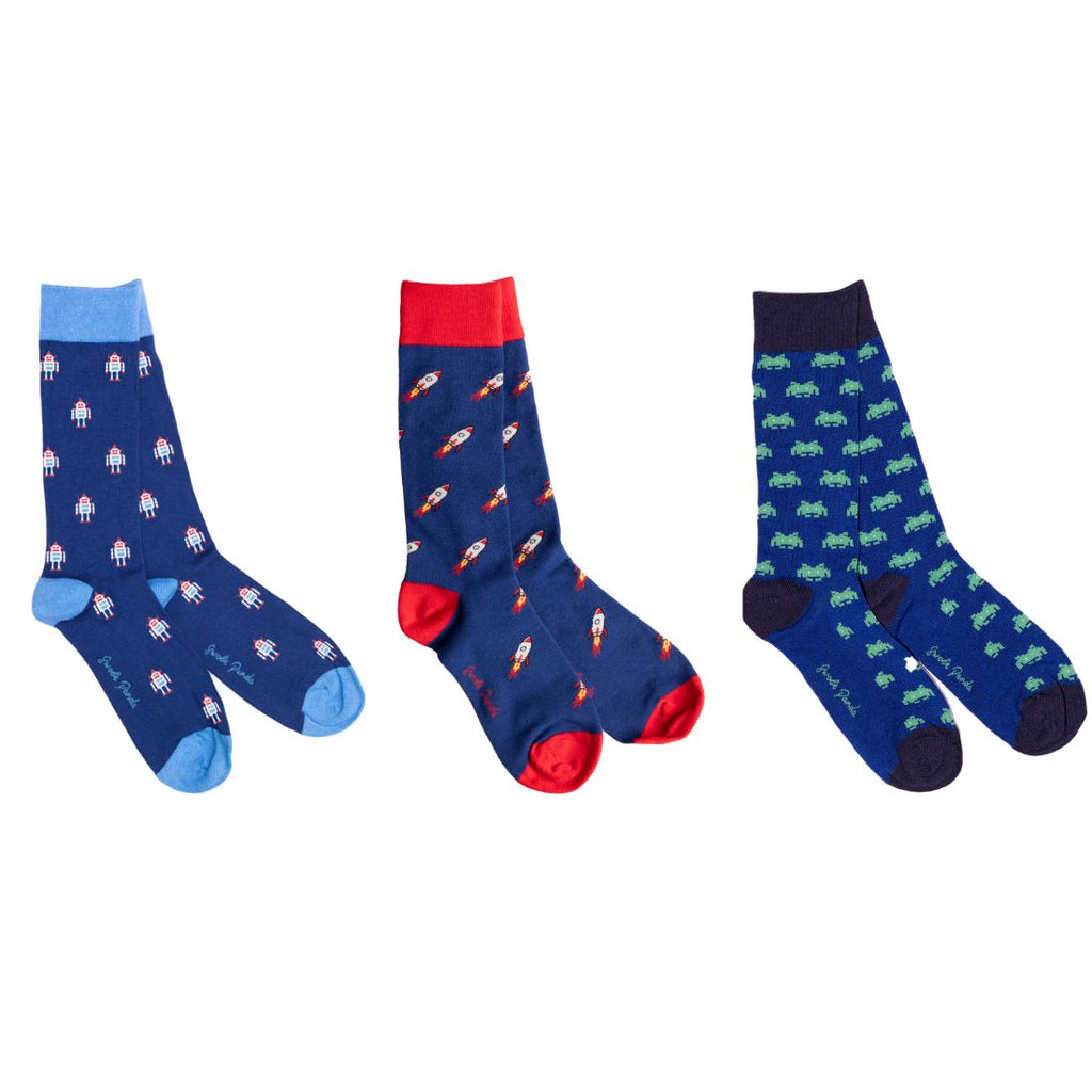 Swole Panda Outer Space Bamboo Socks Gift Box – 3 Pair Men's Set