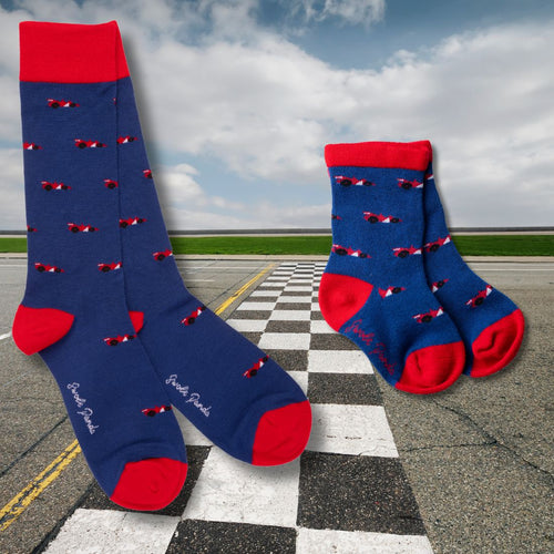 Swole Panda Racing Cars Matching Bamboo Socks for Adults and Kids