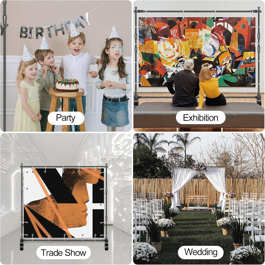 EMART 10x8ft Backdrop Stand | Heavy Duty Adjustable Banner Frame Kit