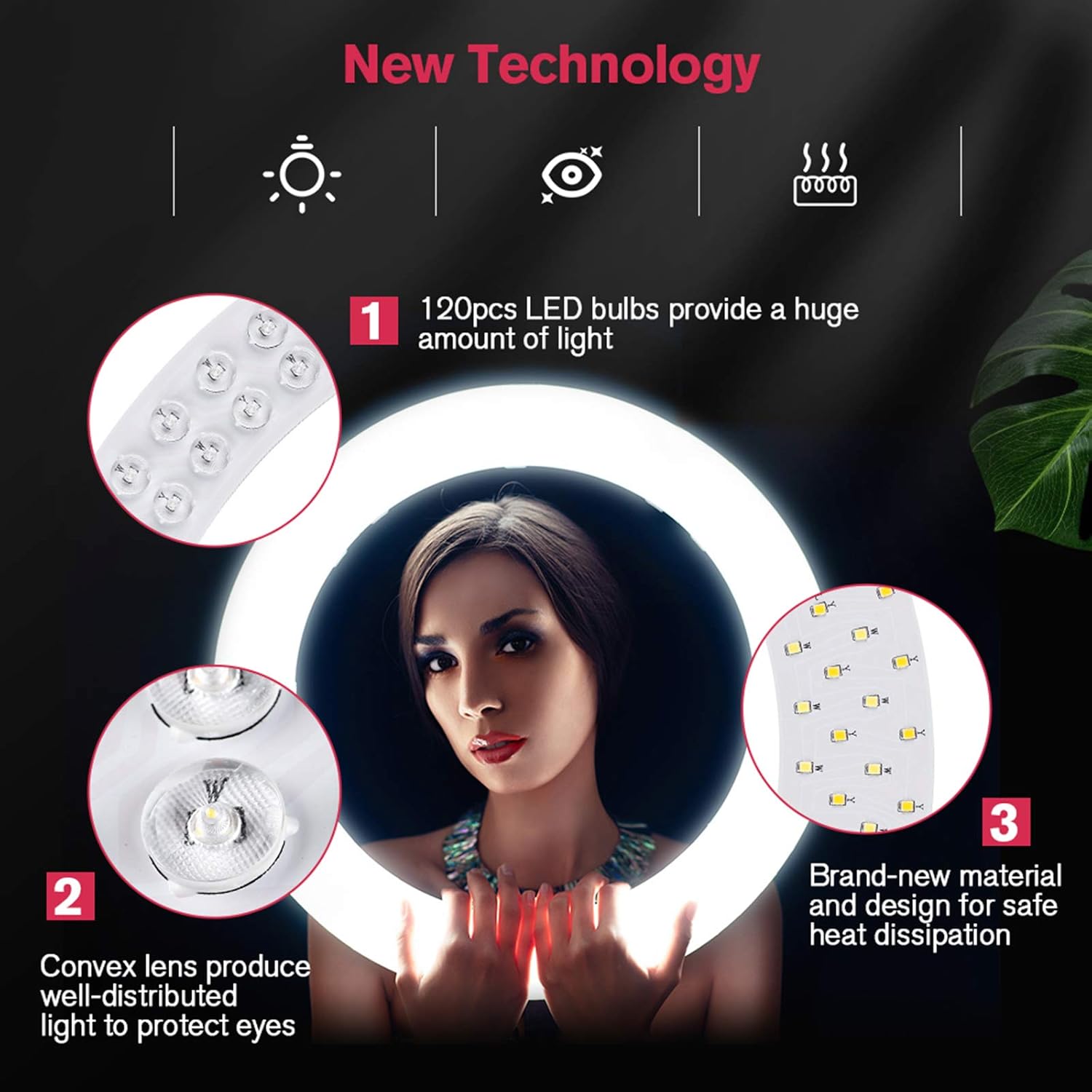 EOTO 18'' LED Ring Light with Tripod | Dimmable Studio Makeup Light