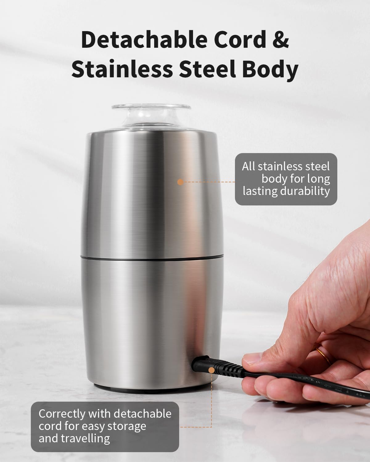SHARDOR Electric Coffee Grinder | 300W Stainless Steel Quiet Spice Mill