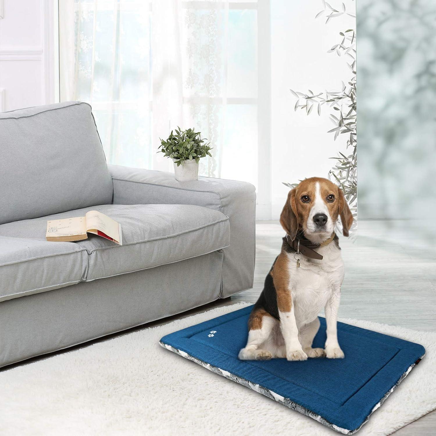 KROSER Reversible Dog Crate Mat | Washable Foam Pet Bed - 91x61cm