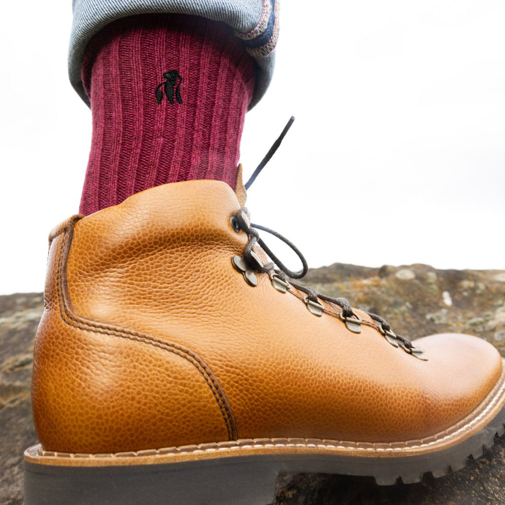 Swole Panda Burgundy Bamboo Boot Socks – Thick Knit Thermal Hosiery