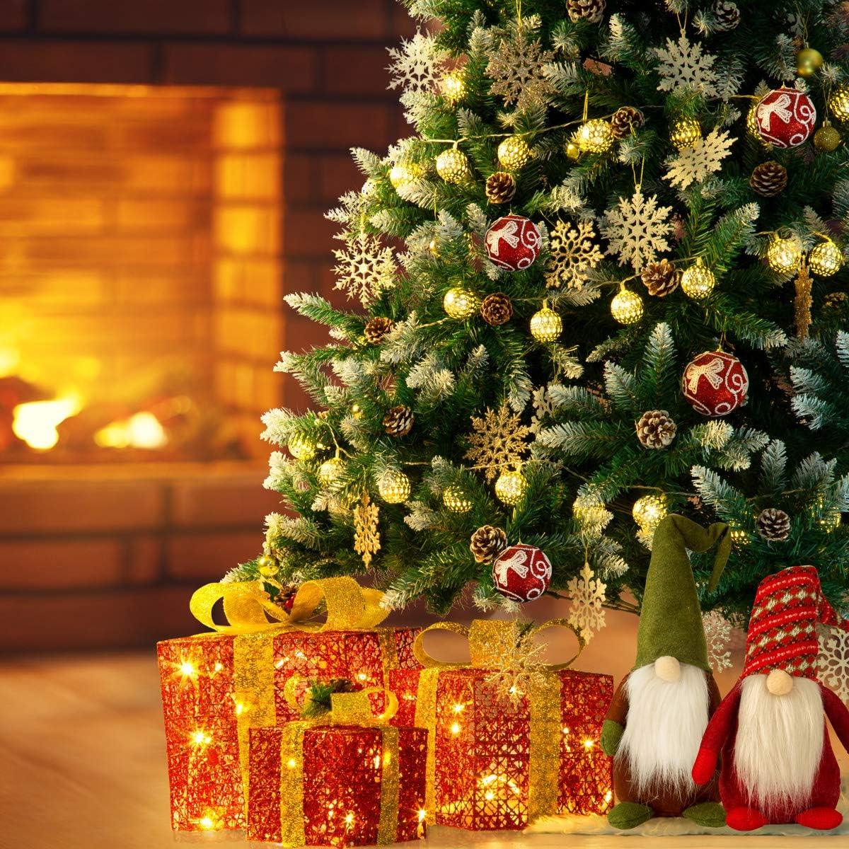 GIGALUMI 5FT Artificial Christmas Tree with Snow and Pine Cones