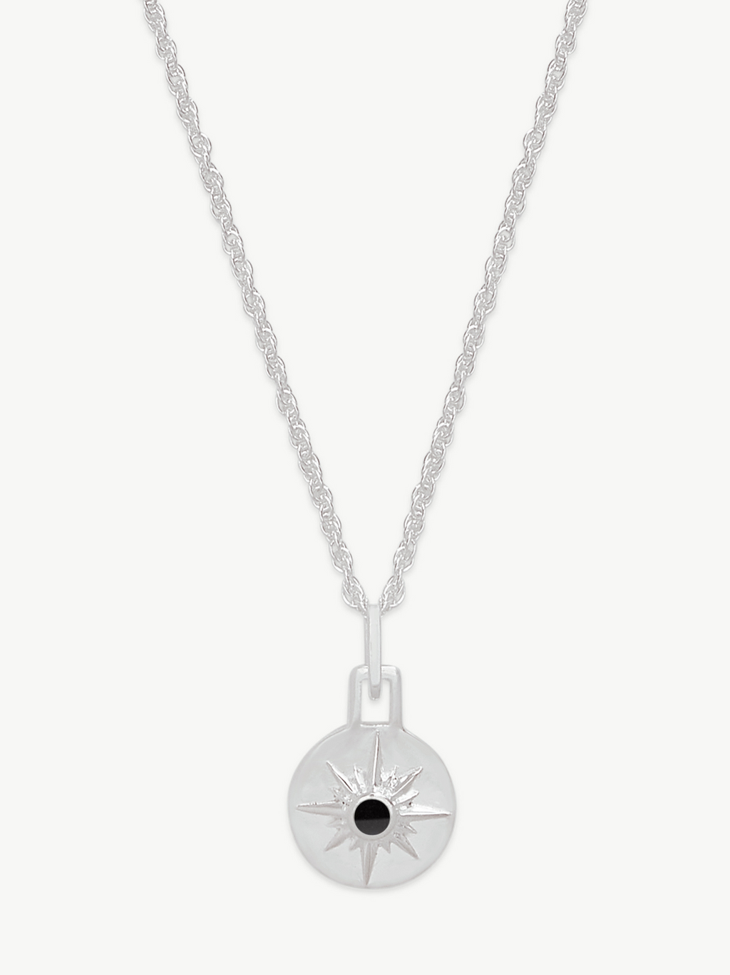 No More Nobody Astrid Recycled Sterling Silver Onyx Star Necklace - 16"