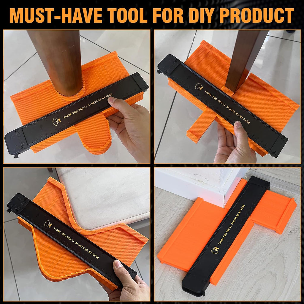 Charfia 10 Inch Contour Gauge | Adjustable Profile Ruler with Lock