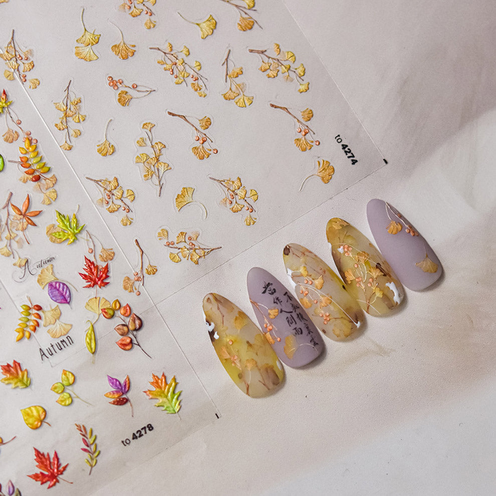 LuLuFun Studio Autumn Leaf 5D Nail Deco Stickers - Ultra-Thin 1 Sheet