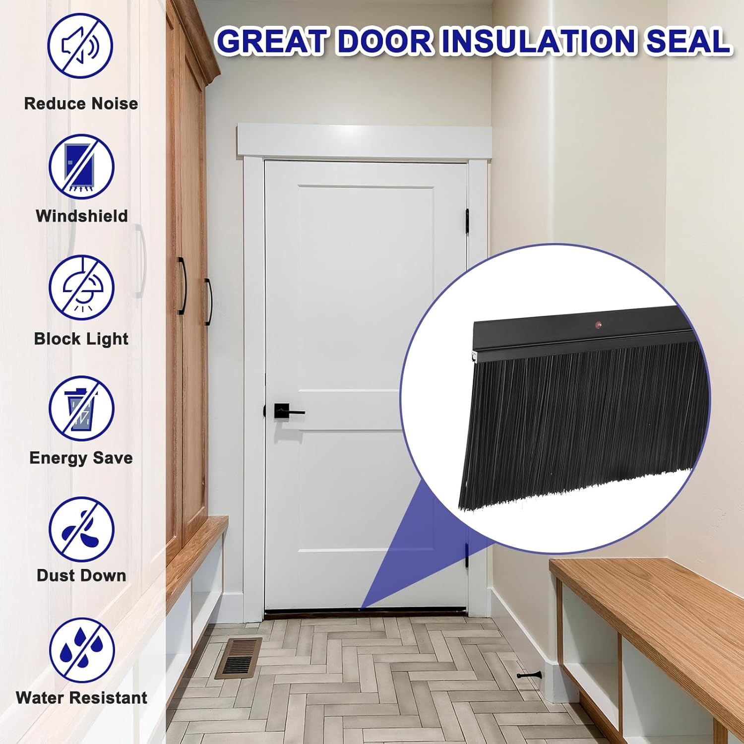 Sourcing Map H-Shape Door Brush Bottom Sweep | 120cm Black Nylon 2Pcs