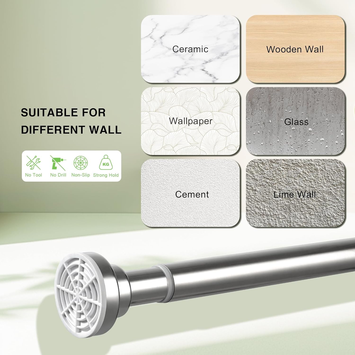 Massive Discounts Stainless Steel Tension Shower Curtain Rod, 160–270cm