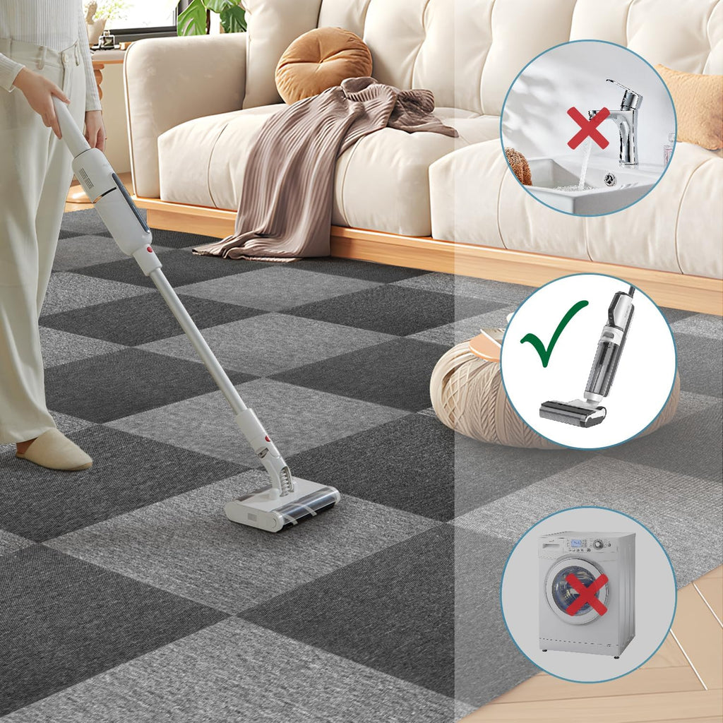 Nisorpa Dark Grey Carpet Tiles | 20PCS Heavy Duty Commercial Flooring